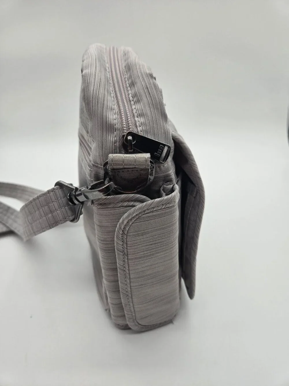 Lug Flapper Gray Nylon Convertible Crossbody Belt Bag Live Laugh Love